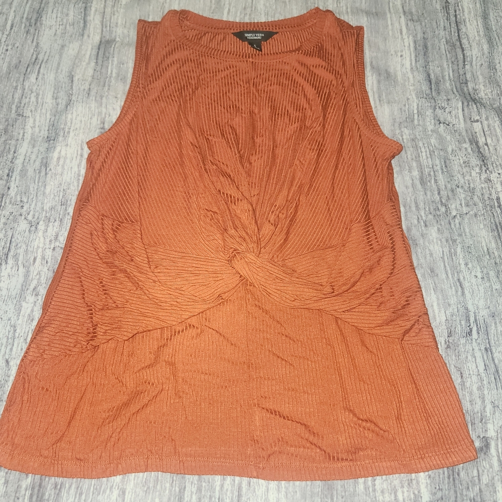*5 for $25* Simply Vera Vera Wang Rust Sleeveless Ribbed Knot Front Top‎ Small